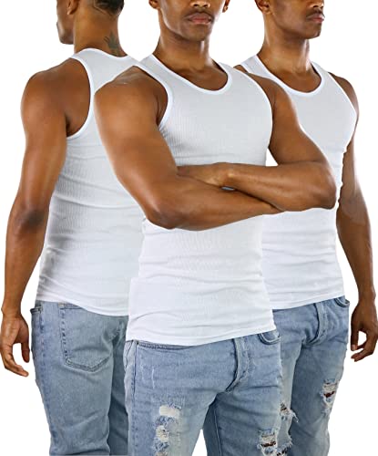 ToBeInStyle Men's 3 Pack A-Shirt Tank Top Undershirt- White - S - Image 1
