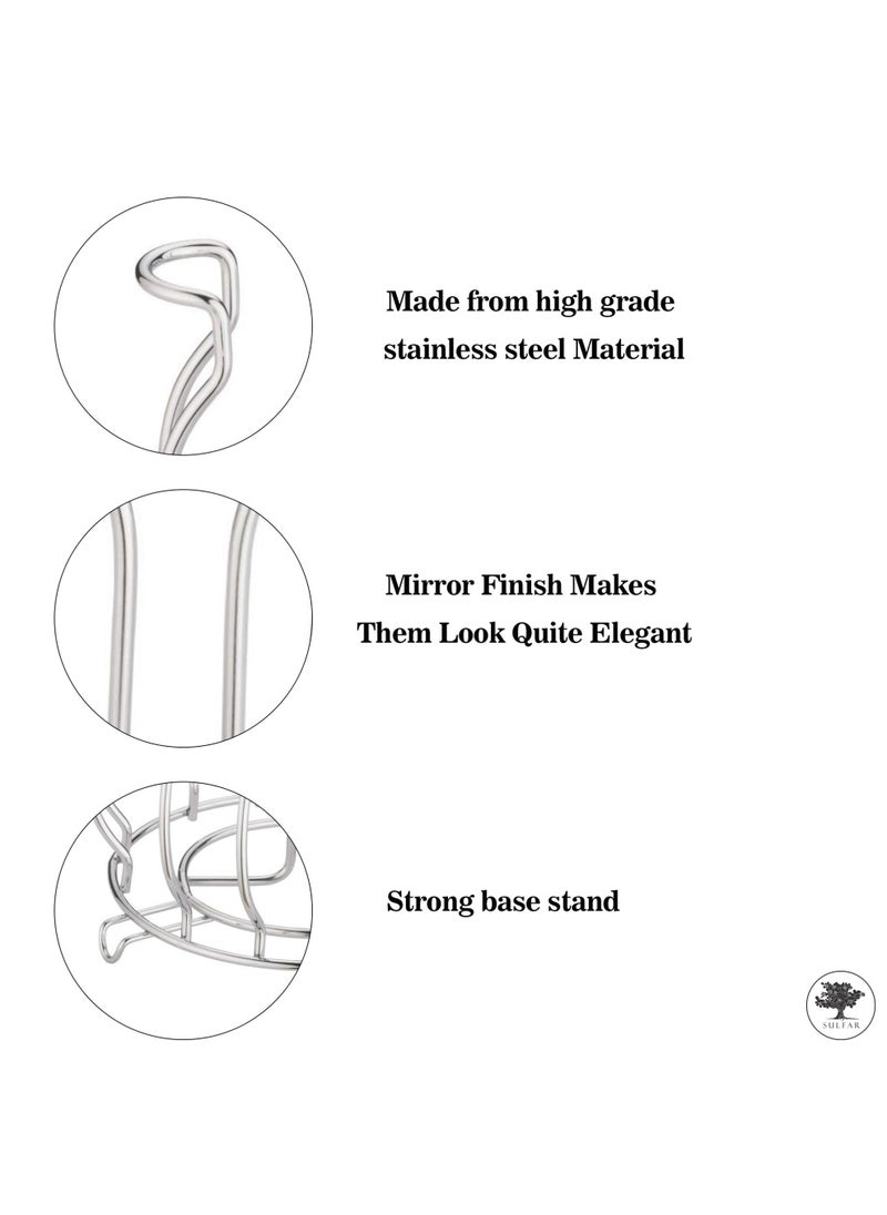 sulfar - Stainless Steel Glass Stand Glass Stand Glass Holder for Kitchen Dining Table (6 Glass Stand) Silver - Image 1
