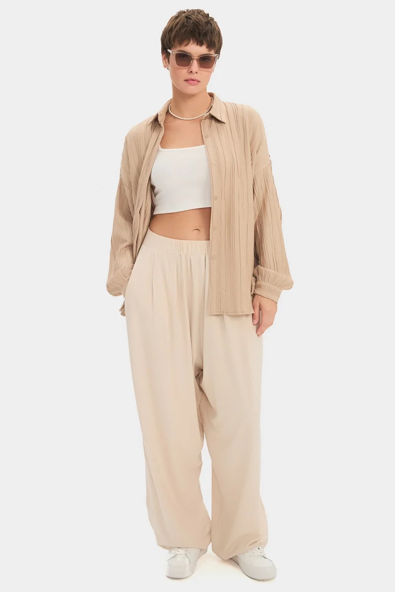 جون Women's Rayon Blend Wide Leg/Wide Leg Flowy Trousers