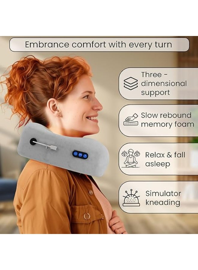 Travel Neck Pillow Electric Massager – Memory Foam Cervical Support, 3 Massage Modes, Rechargeable & Wireless for Air Travel, Car, Home & Office, Ideal Gift - Image 5