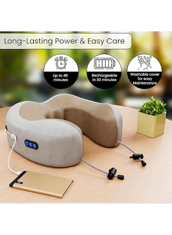 Travel Neck Pillow Electric Massager – Memory Foam Cervical Support, 3 Massage Modes, Rechargeable & Wireless for Air Travel, Car, Home & Office, Ideal Gift - Image 3