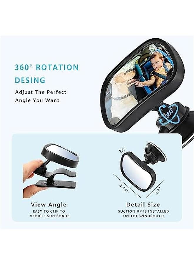 Adjustable 360° Rearview Baby Mirror for Car - Clip-On Back Seat Suction Cup Mirror - Image 2