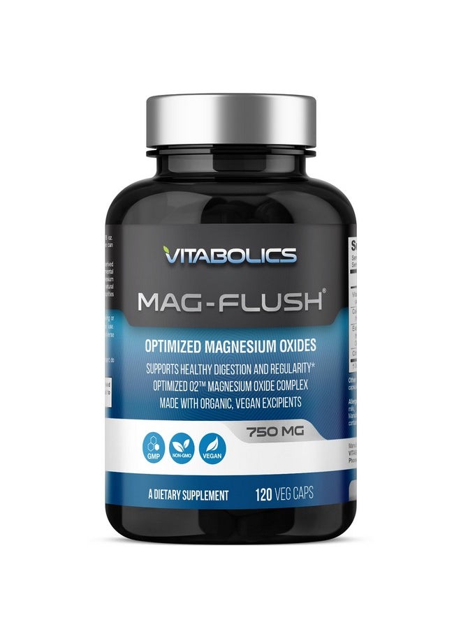 Vitabolics - Vitabolics Mag Flush Magnesium Oxide Capsules 750mg 120 Vcaps - Oxygenated Magnesium Oxide Supplement for Constipation Relief, Colon Cleanse, Laxative and Digestion Support for Women and Men - Image 1