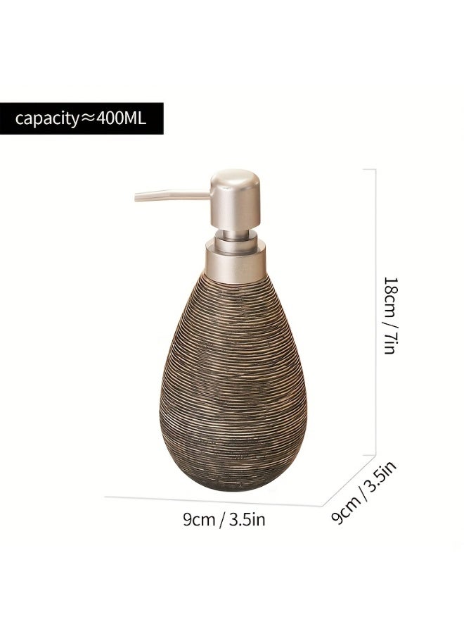 FUKE Vintage Soap Dispenser Bottle 400ml Dispensing Bottle, Lotion Pump Bottle, Japanese-Style Ceramic Hand Soap Container - Image 3