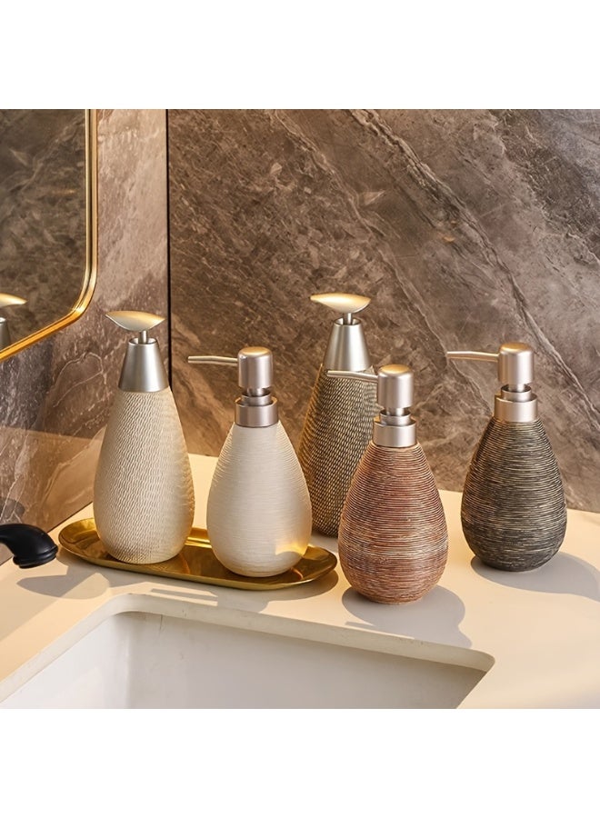 FUKE Vintage Soap Dispenser Bottle 400ml Dispensing Bottle, Lotion Pump Bottle, Japanese-Style Ceramic Hand Soap Container - Image 4