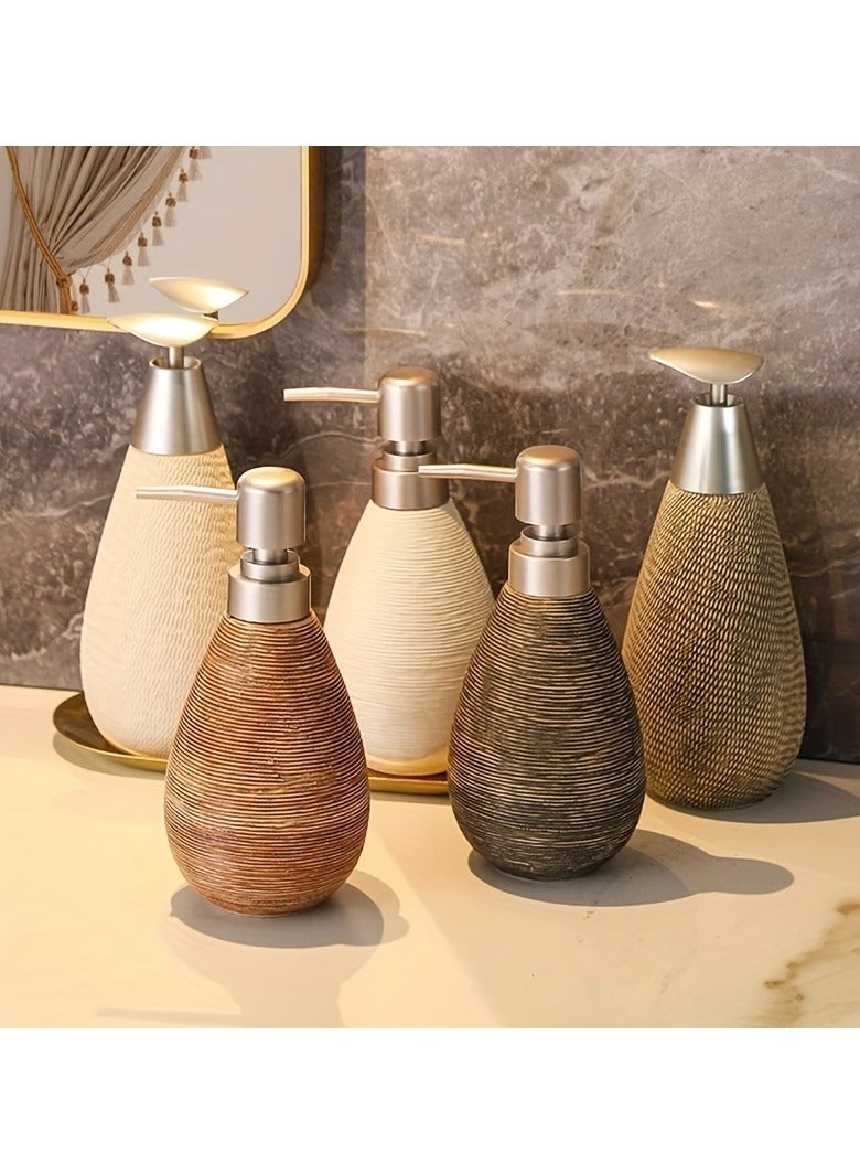 FUKE Vintage Soap Dispenser Bottle 400ml Dispensing Bottle, Lotion Pump Bottle, Japanese-Style Ceramic Hand Soap Container - Image 2