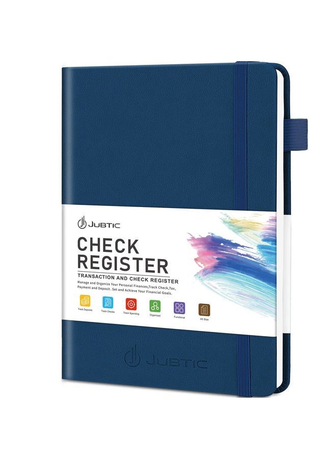 JUBTIC A5 Check Registers for Personal Checkbook, Ledger Transaction Registers Log Book for Small Business. Track Payments, Finances, Deposits, Debit Card and Bank Account - Blue - Image 1