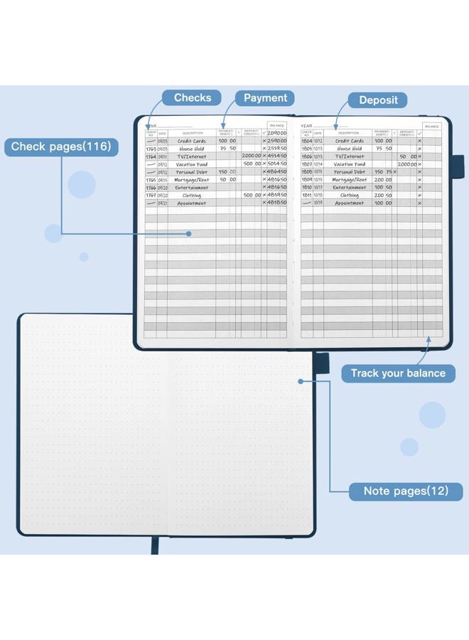 JUBTIC A5 Check Registers for Personal Checkbook, Ledger Transaction Registers Log Book for Small Business. Track Payments, Finances, Deposits, Debit Card and Bank Account - Blue - Image 4