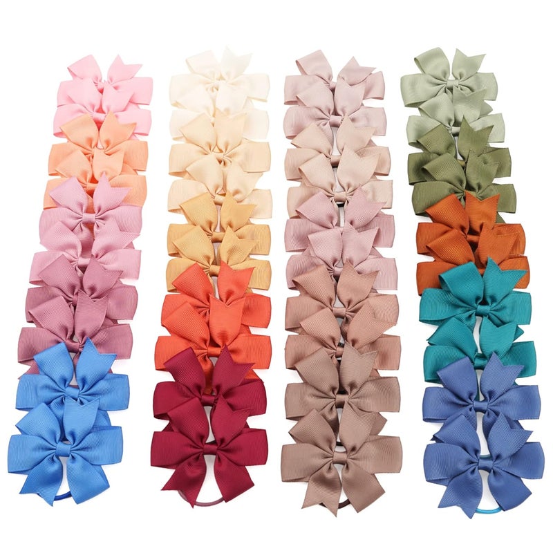 CellElection 40Pcs Baby Girls 3'' Boutique Grosgrain Ribbon Hair Bows Elastic Hair Ties Ponytail Holder Hair Bands in Pairs for Girls Toddlers Kids - Image 1