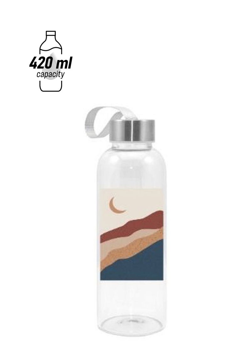 نيبمينينت زجاجة مياه بطبعة جبال وقمر شفاف/بني 420مل
