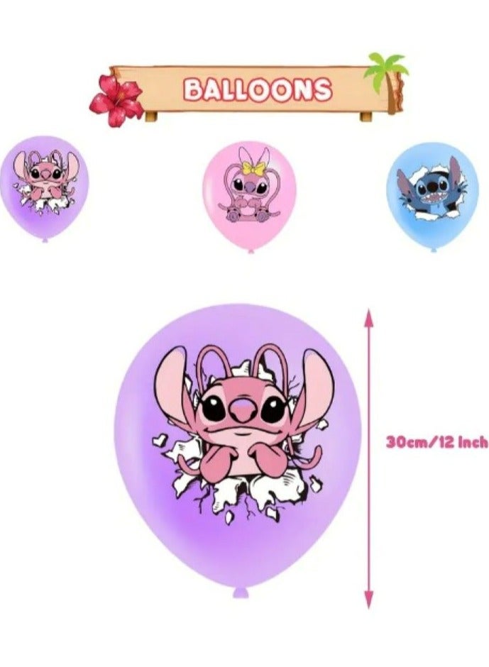 Tamona Lilo & Stitch Pink Party Supplies, Pink Girl Stitch Birthday Decoration,& Lilo Cartoon Theme Party Favors for  Girls Included Happy Birthday Banner, Cupcake Toppers, Latex Balloons- 46 Pcs - Image 4