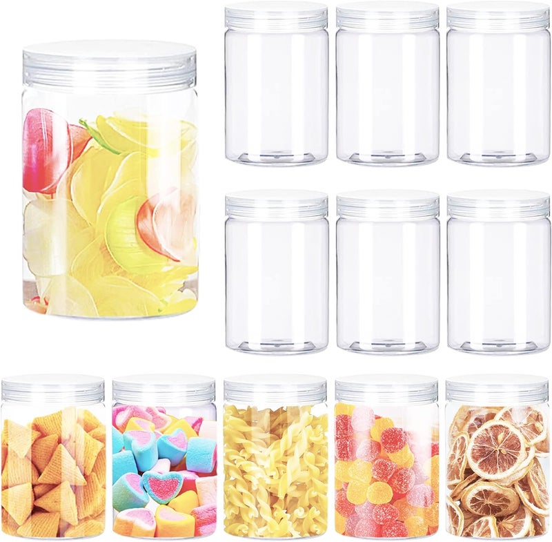 12 Pack Clear Plastic Jars with Lids,Plastic Containers with Lids for Cosmetics, Lotions, Body Butters, Slime & Beauty Products(9.5 oz) - Image 1