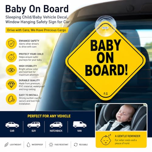Vadda Baby On Board Sleeping Child/Baby Vehicle Decal, Window Hanging Safety Sign for Car 006 - Image 2
