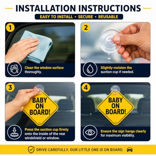 Vadda Baby On Board Sleeping Child/Baby Vehicle Decal, Window Hanging Safety Sign for Car 006 - Image 5