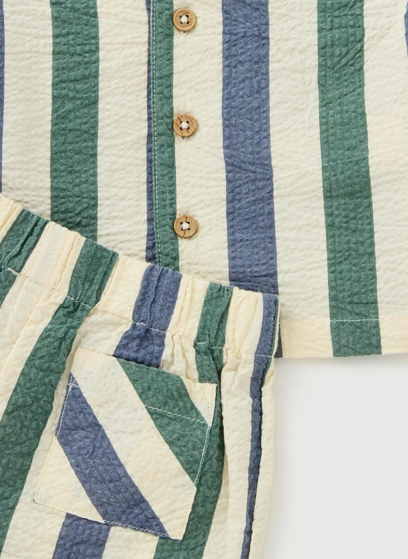 ماتلان Baby Multicolour Stripe Shirt & Short Set