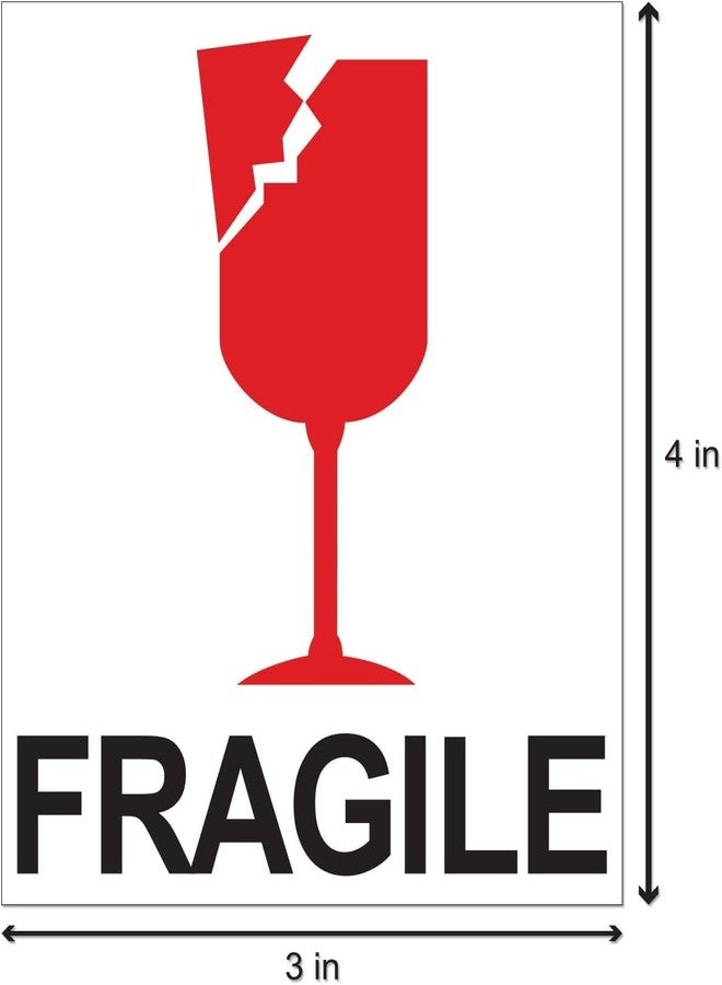 FirstTry Fragile with Broken Glass Stickers I Rectangular Strong Adhesive Labels I for Shipping Moving Safe Handling Label Warning Caution Sticker I Red, White I 3X4 Inch - Pack of 200 - Image 2