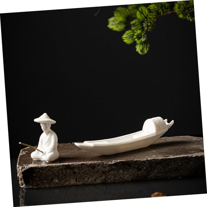 1pc Ceramic Miniature Fishing Boat Model Vintage Nautical Decor for for Landscape and Aquarium Decoration Lightweight and Unique Adornment - Image 4