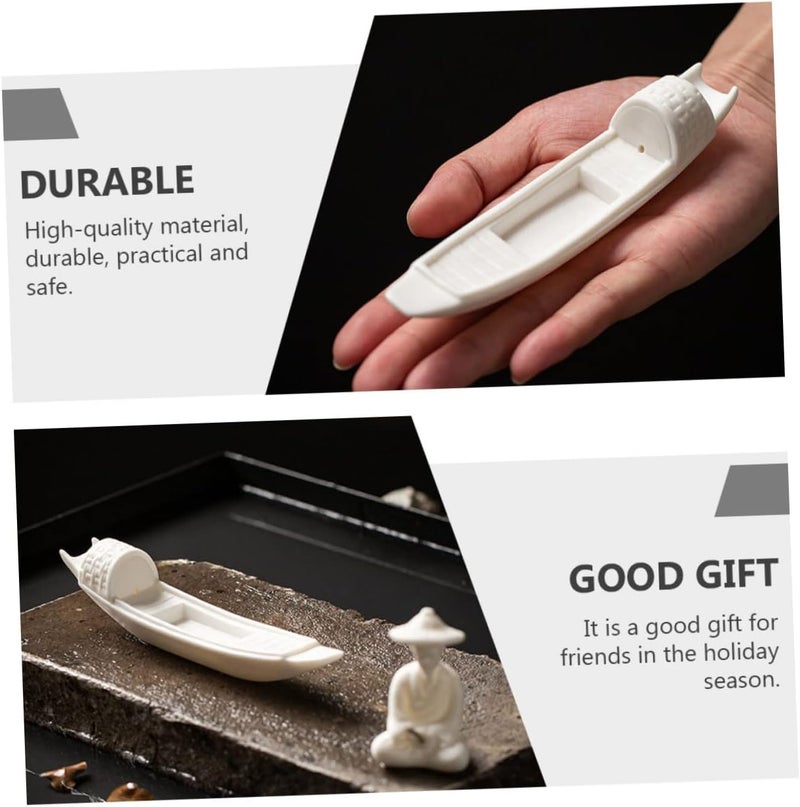 1pc Ceramic Miniature Fishing Boat Model Vintage Nautical Decor for for Landscape and Aquarium Decoration Lightweight and Unique Adornment - Image 3