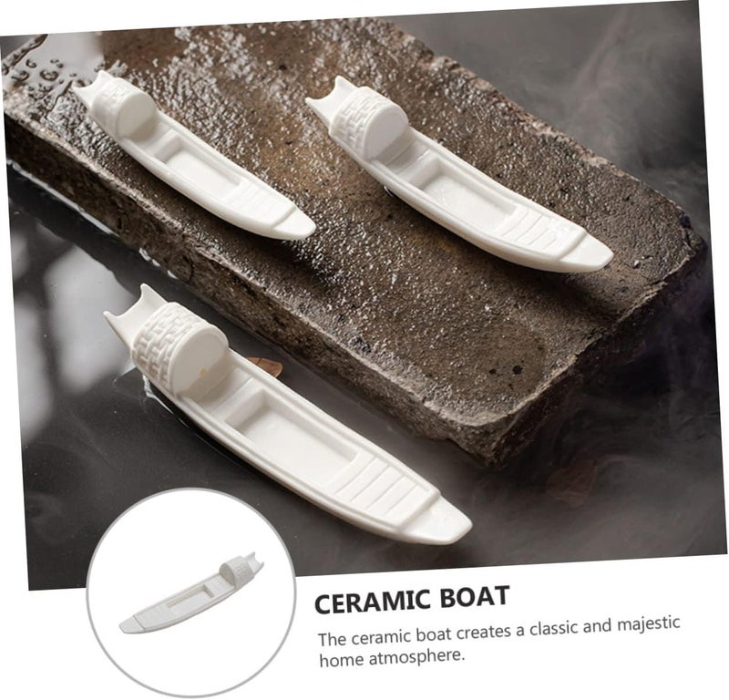1pc Ceramic Miniature Fishing Boat Model Vintage Nautical Decor for for Landscape and Aquarium Decoration Lightweight and Unique Adornment - Image 2
