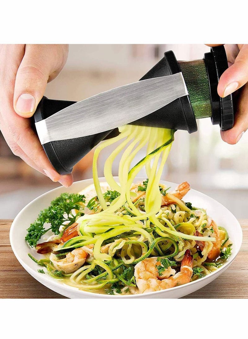 Spiralizer Spiral Vegetable Slicer & Zucchini Pasta Noodle Spaghetti Maker Cutter for Vegetables, Grater, Manual Spirelli (Black)