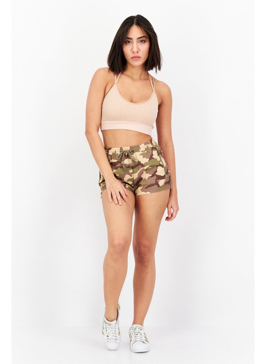 Billabong - Women Drawstring Camouflage Basic Shorts, Tan Combo - Image 1