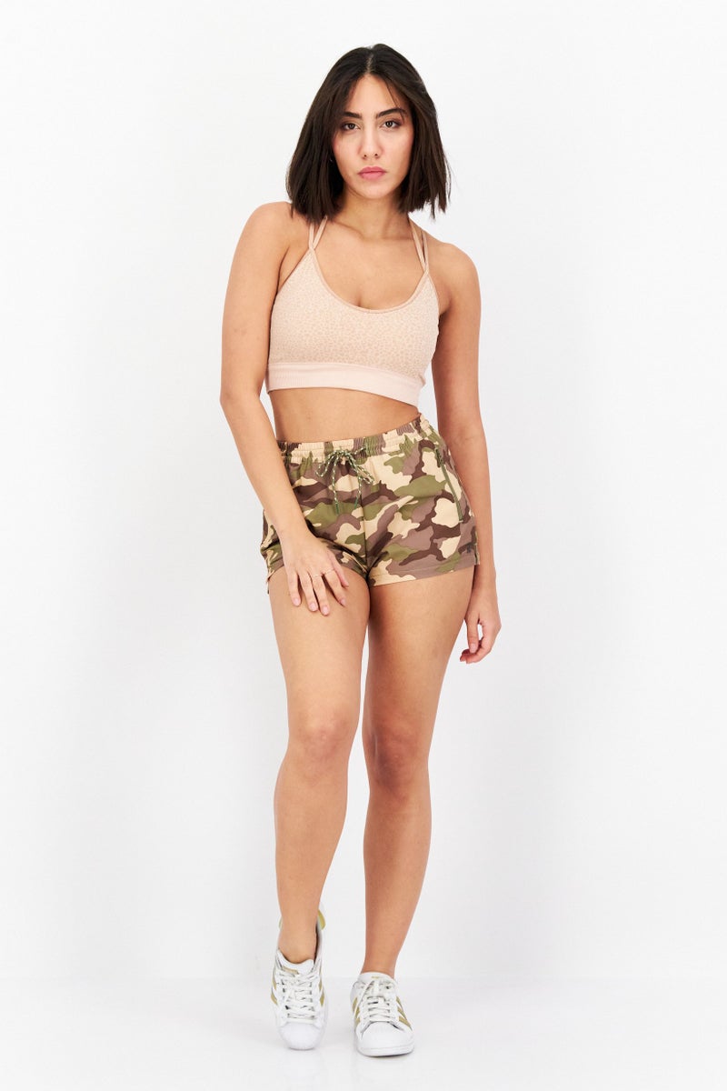 Billabong Women Drawstring Camouflage Basic Shorts, Multicolor - Image 2