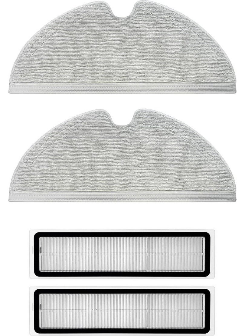 robotyedek Dreame D9 Max Compatible Spare Mop and Hepa Filter - 4 Pieces 