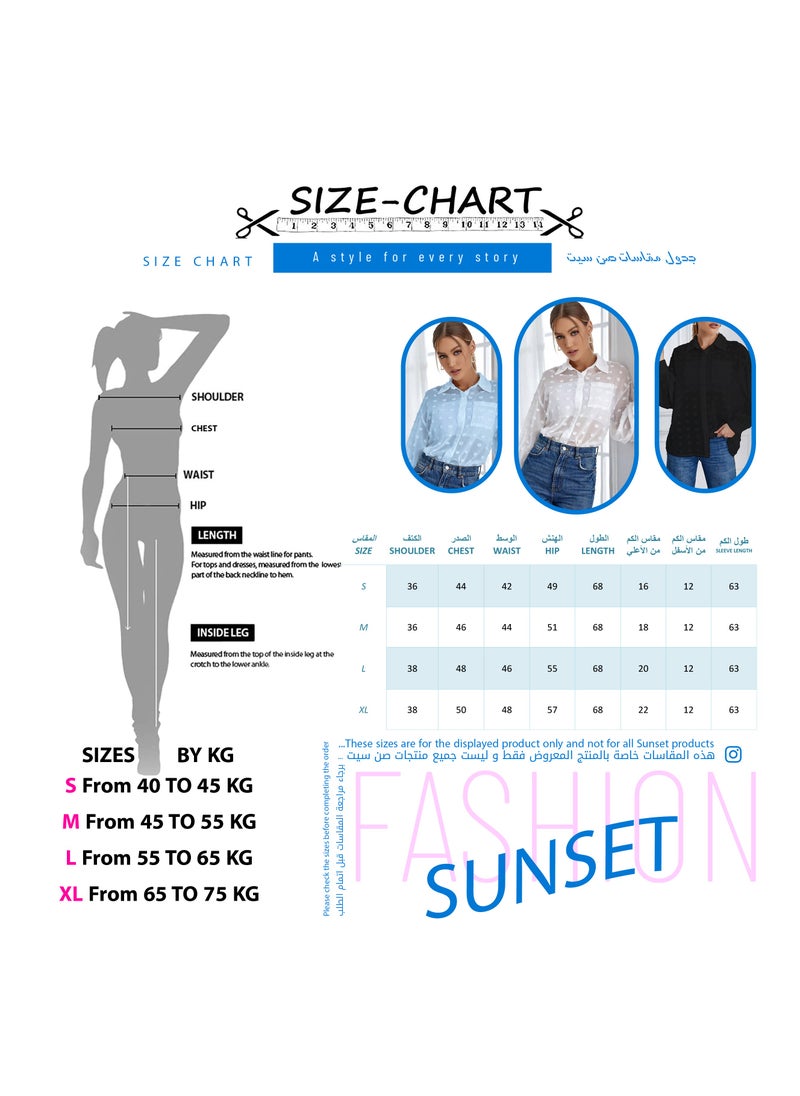 SunSet - SUNSET Essnce Ladies Chiffon Mini Dot Mesh with pocket Blouse - Image 1