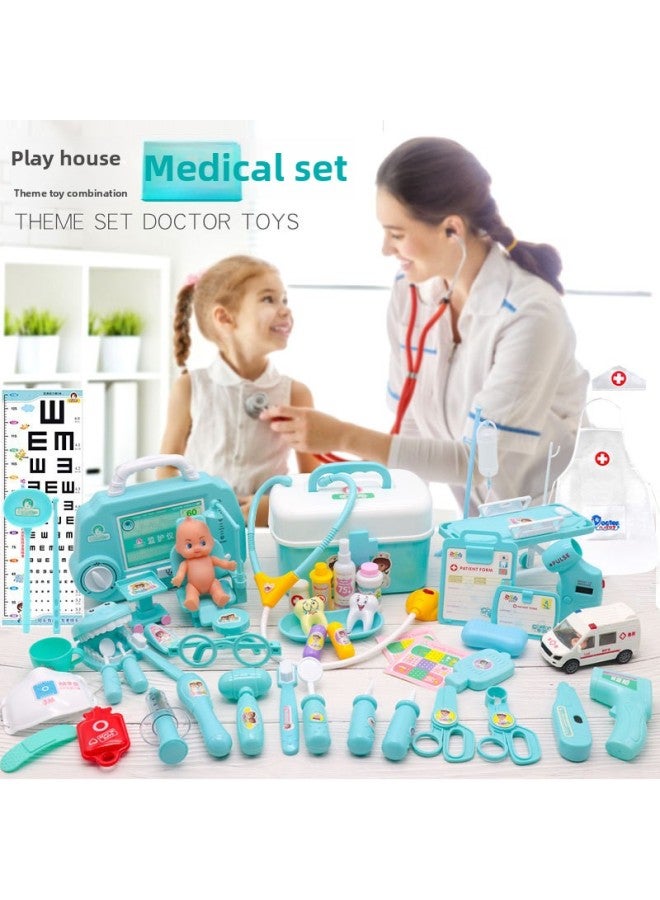 Doctor Small Toy Set Medical Kit Injection Nurse Boys Girls Children Stethoscope Baby-Color:50 Pieces Of Medical Equipment Set Standard Version (with 4 Sound And Light) 【blue】】 - Image 2