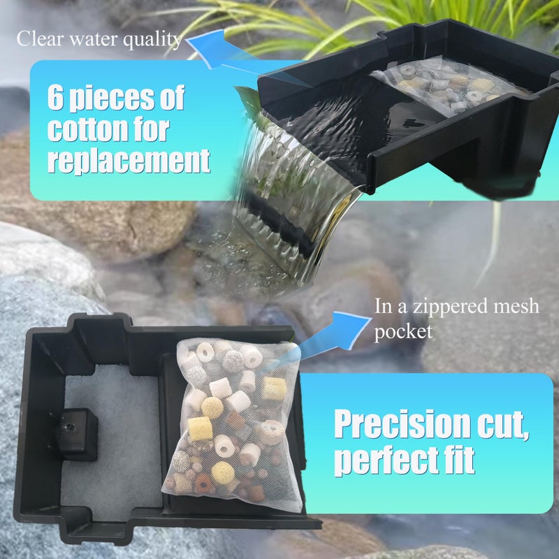 PurifyLogix 7PCS Pond Filter Media for Pond BOSS Waterfall Spillway, 6 Koi Pond Filter Pad Fine& 1 Pack Ceramic Rings, Reusable Ultra-Durable Fish Pond Filter Material (Spillway not Included - Image 3