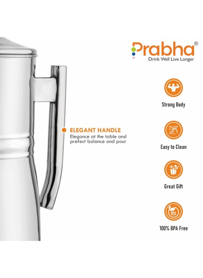 Prabha Stainless Steel Flora Water Jug - 1800ml Plain Design for Home & Kitchen Elegance - Image 4