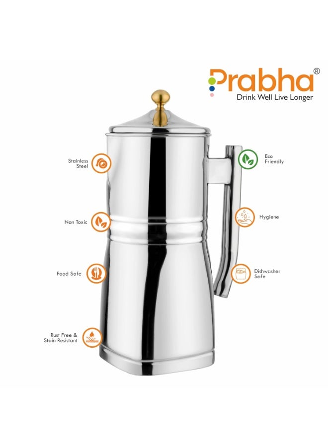 Prabha Stainless Steel Flora Water Jug - 1800ml Plain Design for Home & Kitchen Elegance - Image 3