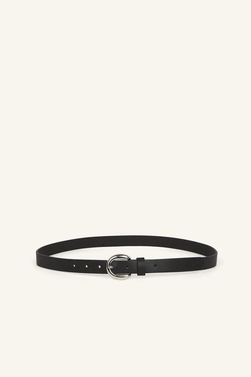 Woman Oval Buckle Faux Leather Casual Belt