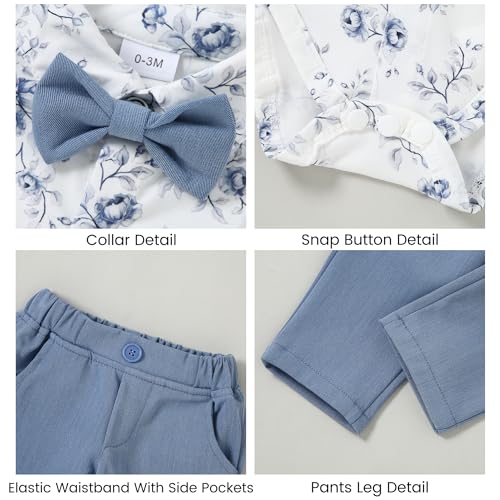 YALLET Baby Boy Clothes Suit 0-18 Months Infant Boy Gentleman Outfits, Dress Shirt+Bowtie+Vest+Pants Set Wedding Party Suits - Image 4