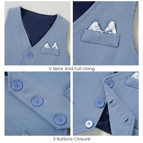 YALLET Baby Boy Clothes Suit 0-18 Months Infant Boy Gentleman Outfits, Dress Shirt+Bowtie+Vest+Pants Set Wedding Party Suits - Image 5