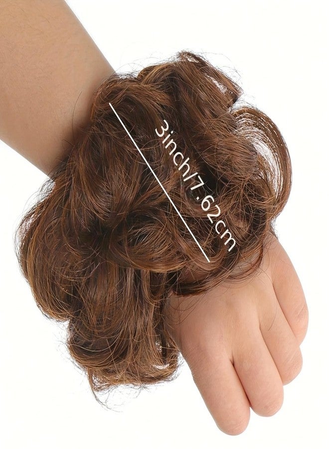 CHRONEX 2PCS Short Curly Synthetic Hair Buns - Messy Bun Hair Pieces for Women, Ponytail Extensions, Braids, Ball Head Donuts, and Fake Hair Ring - Versatile Hair Accessory (Natural Brown) - Image 4