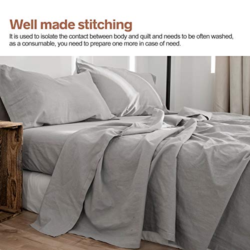 BISELINA Linen Sheet French Flax Flat Sheet Only 55% Euro Linen 45% Cotton Basic Style Solid Color Soft Breathable Farmhouse Top Sheet 1-Piece (King, Grey) - Image 4