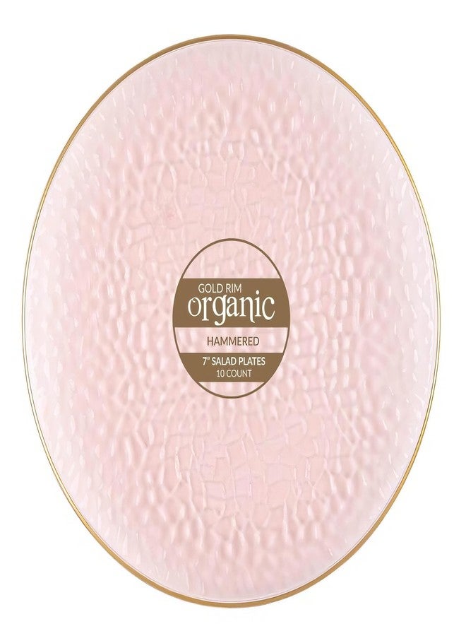 Blue Sky Organic Hammered Pink Gold Rim Plates - 10 Count, 9" | Round Disposable Plastic, Elegant Design for Parties & Events - Image 4