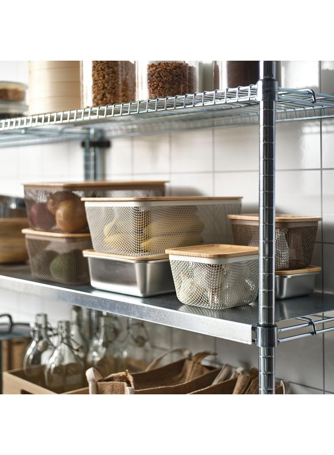 إيروريكس سلة تخزين طعام، معدن/أبيض، 30x20x11 سم - Image 4