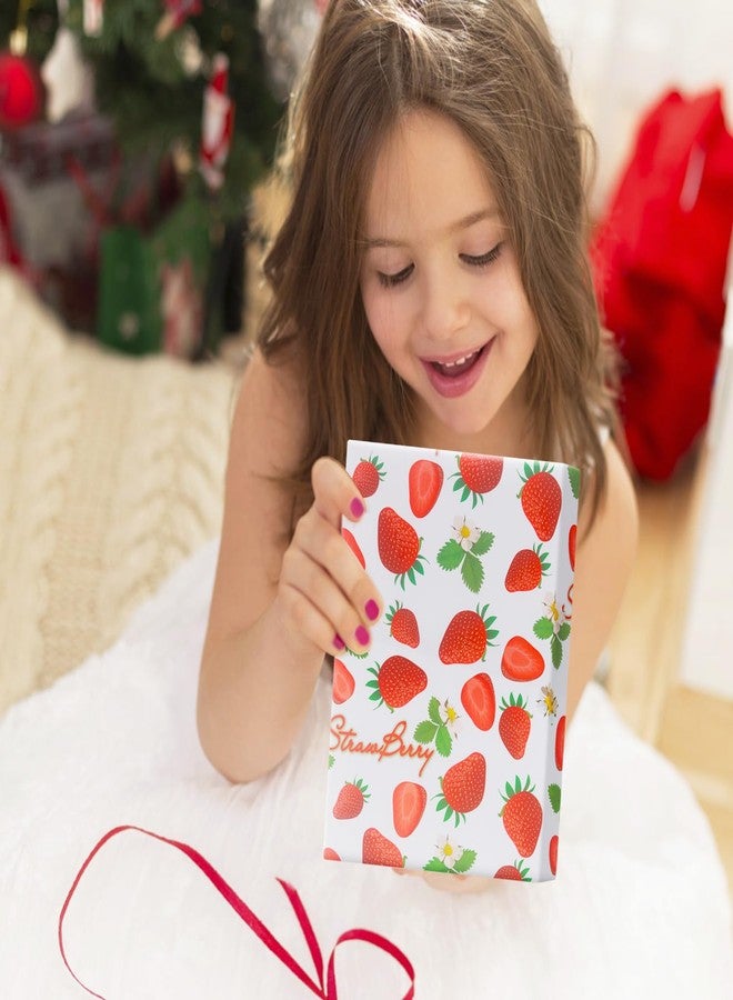 NEPOG Strawberry Wrapping Paper for Girls Kids Boys, Cute Flowers Sweet Strawberries Fruity Design 6 Sheets Folded Flat 20x28 inches per Sheet Gift Wrap for Birthday, Wedding, Baby Shower - Image 4