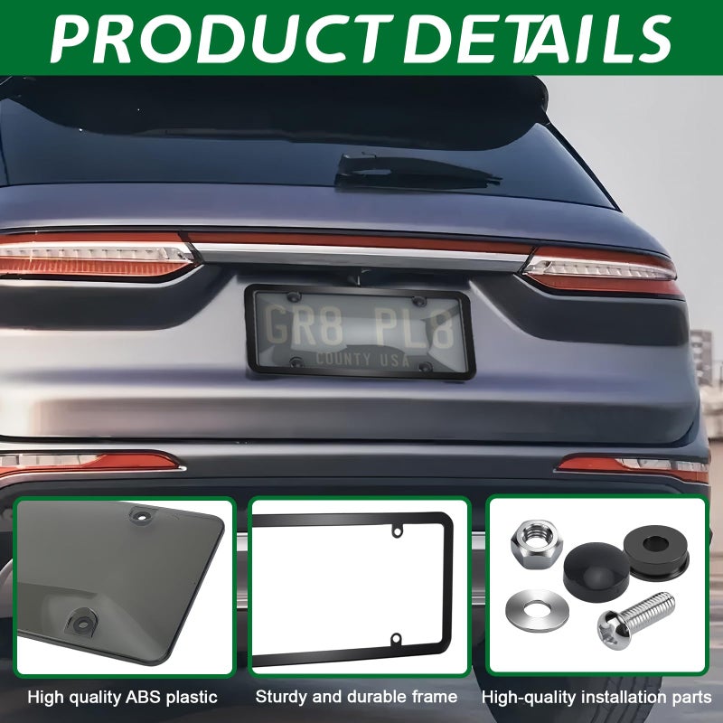 vvag 2 Pcs Clear License Plate Covers and Frames,Transparent License Plate Holders with Screws & Caps,Rust-Proof Auto Licenses Plates Protector Shields for Standard US Plates - Image 3