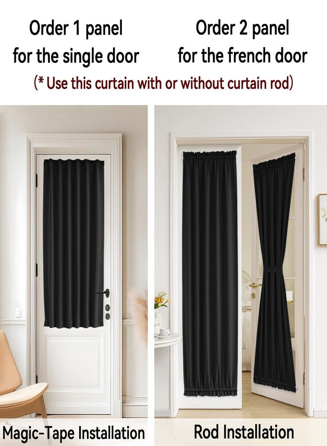 Vatge Blackout Door Panel Curtain - Self Adhesive Curtains with Tieback for Front and French Doors, 1 Panel, W25 x L72, Black - Image 4