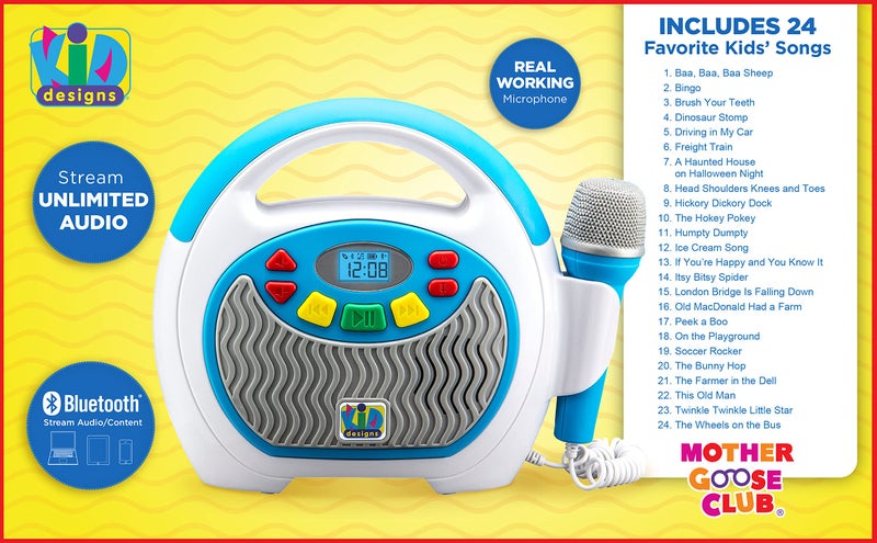 eKids Mother Goose Club Karaoke Machine for Kids with Microphone and Built-in Nursery Rhymes - Image 5