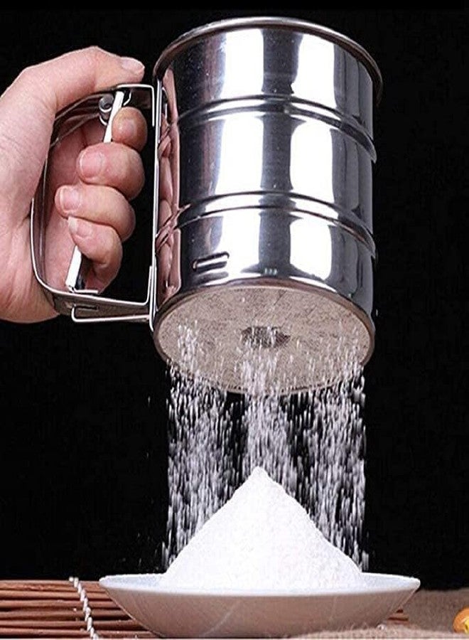 J.V Enterprise Bridger Stainless Steel Mesh Flour Sifter & Baking Icing Sugar Shaker - Multi-Color Cup Shaped Sieve Tool (Pack of 1) - Image 1