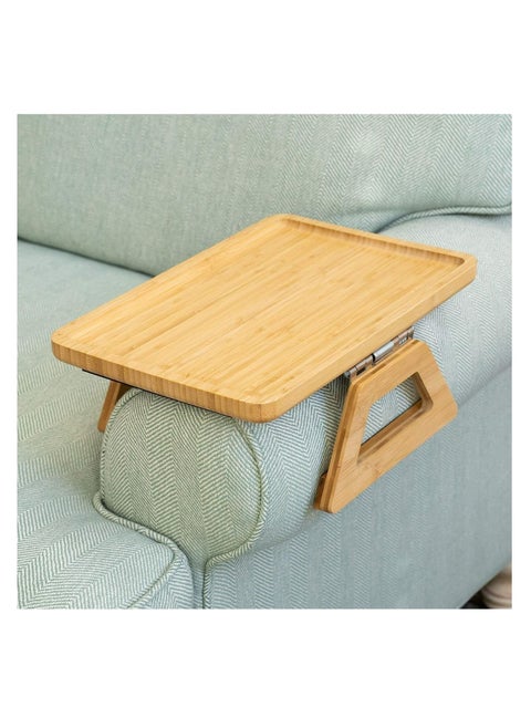 Bamboo Trayble Couch Arm Table, Clip On Tray Sofa Table for Couches. Sofa Arm Tray for TV Dinners, Remotes, Drinks, Snacks and Small Spaces - 13.75 x 9.5inch