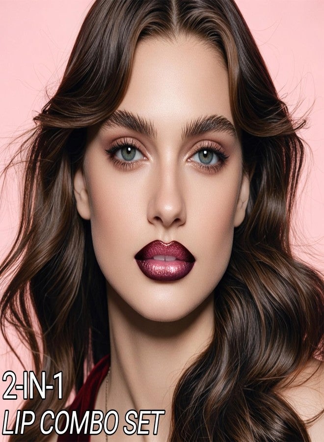 Erinde Nourishing Lip Gloss with Brown Lip Liner Lip Combo Sets, Solid Lip Gloss Jelly Lipstick High Shine, Nude Lip Kit with Lip Liner and Gloss for Women, Lightweight Long-Lasting Lipstick Makeup Gift, 07 - Image 3