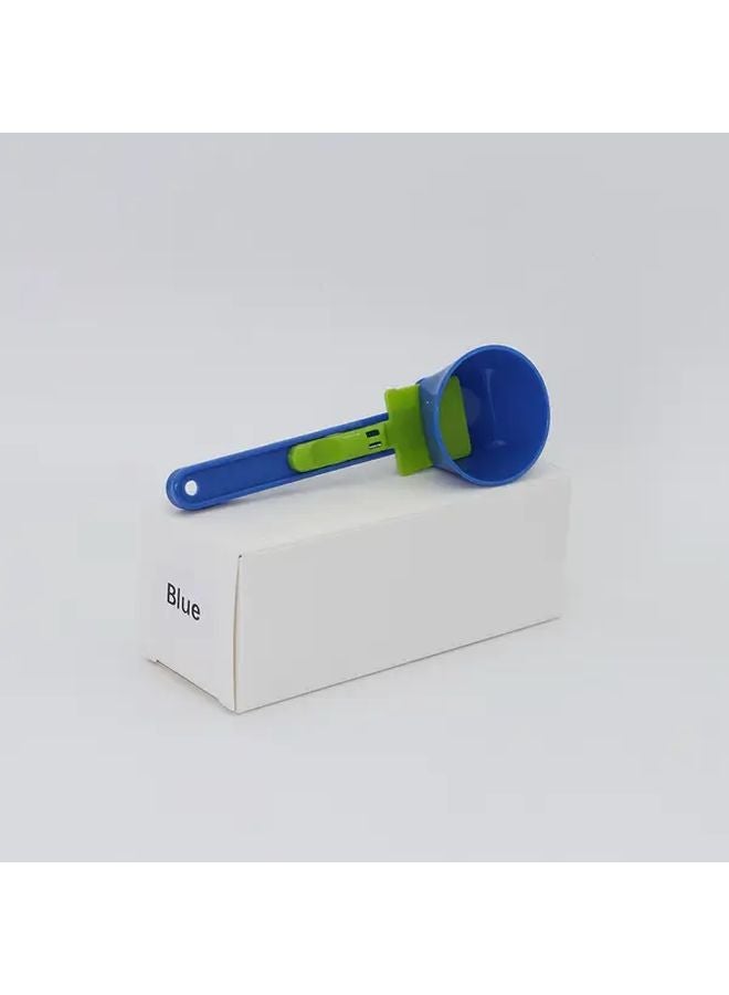 Blue 2 In 1 Sliding Spoon Measuring Cup And Funnel Anti Spill Protein Powder Scoop - Image 1