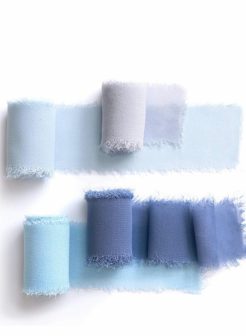 Excefore Handmade Fringe Chiffon Ribbon, 4 Rolls 3.8cm x 5 Yard(5m) Silk Like Ribbon Colorful Rustic Ribbon Set for Wedding Invitations, Bridal Bouquets, Gifts Wrapping, DIY Crafts - Image 1