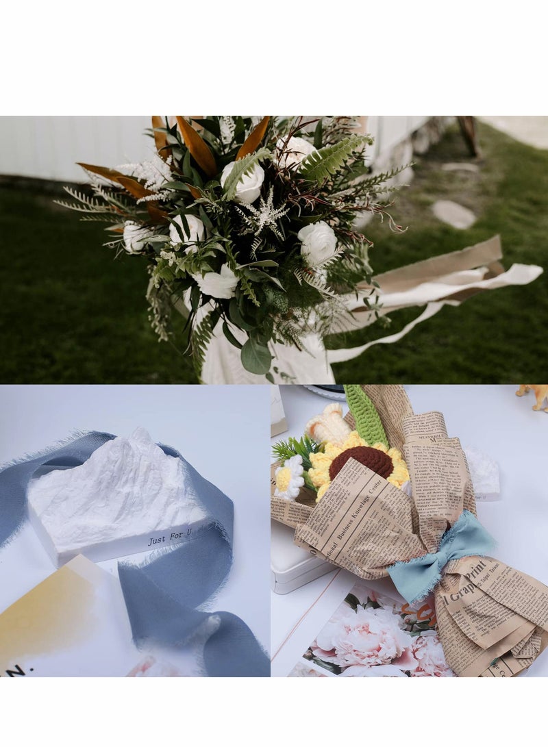 Excefore Handmade Fringe Chiffon Ribbon, 4 Rolls 3.8cm x 5 Yard(5m) Silk Like Ribbon Colorful Rustic Ribbon Set for Wedding Invitations, Bridal Bouquets, Gifts Wrapping, DIY Crafts - Image 3