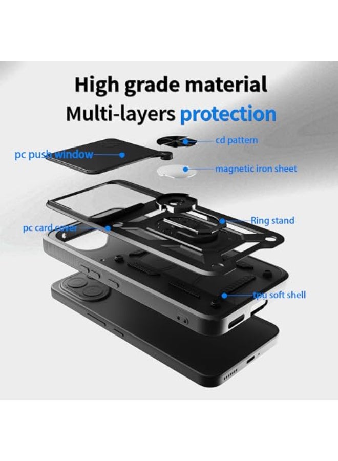 عام غطاء متوافق مع تكنو بوفا 7 أولترا 5G، مزود بغطاء منزلق لحماية عدسة الكاميرا، متوافق مع هاتف تكنو بوفا 7 أولترا 5G طراز LJ9. - Image 2